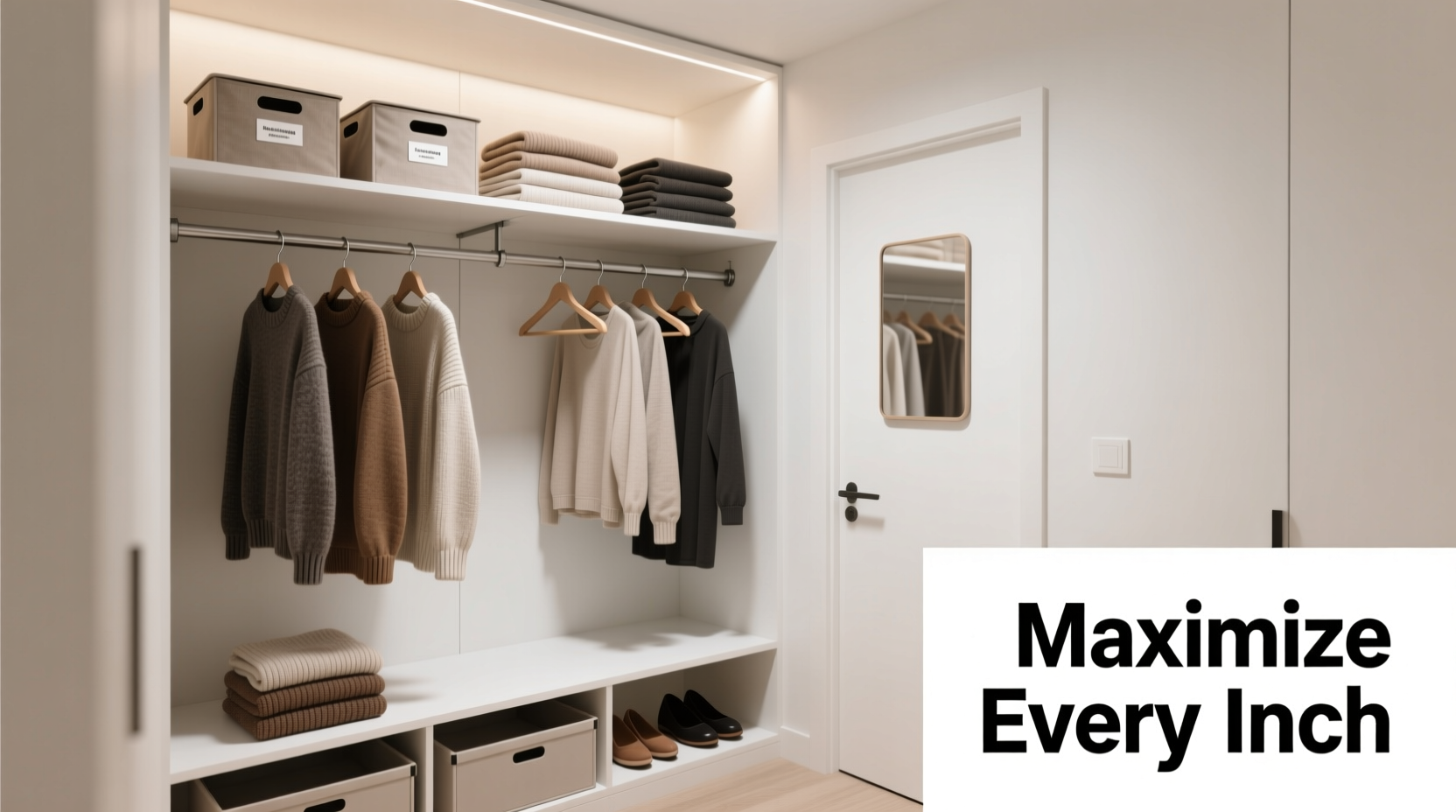 how to organize a small closet with double hanging rods and zero extra space