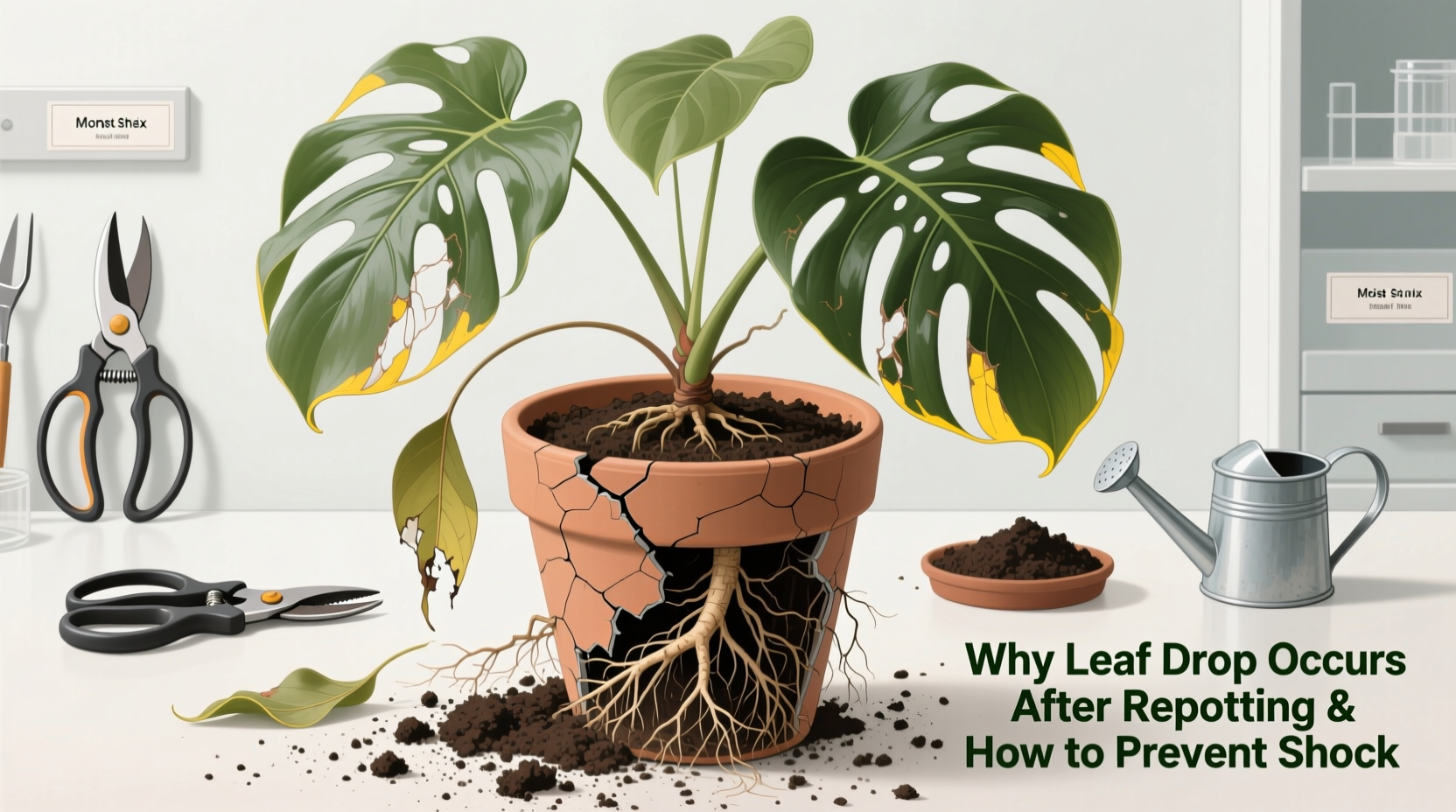 why does my plant drop leaves after repotting and how to avoid shock
