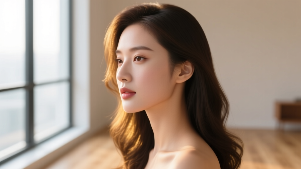 Close-up profile of a woman