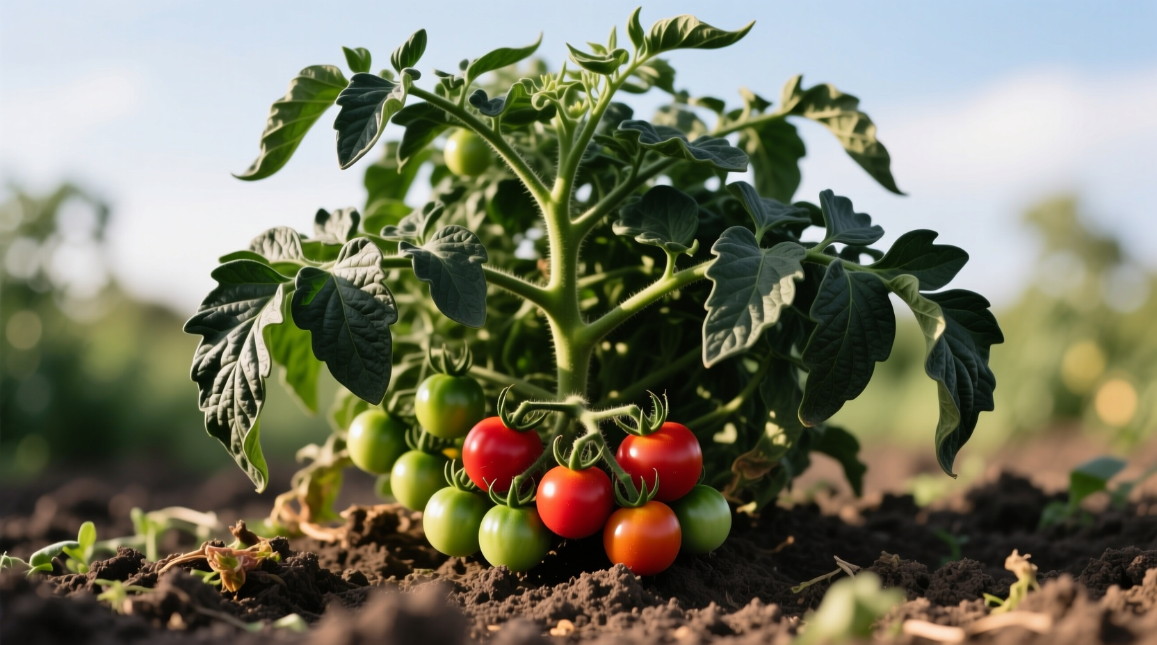 Roma tomato plant showing compact growth habit