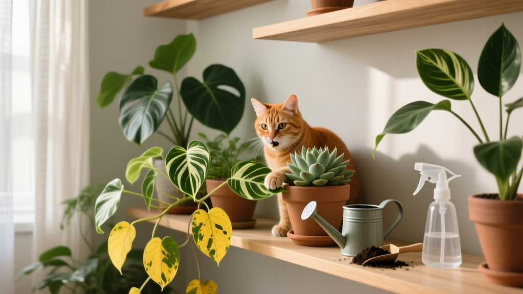 Protect Plants from Cats Indoors with Yellow Leaves