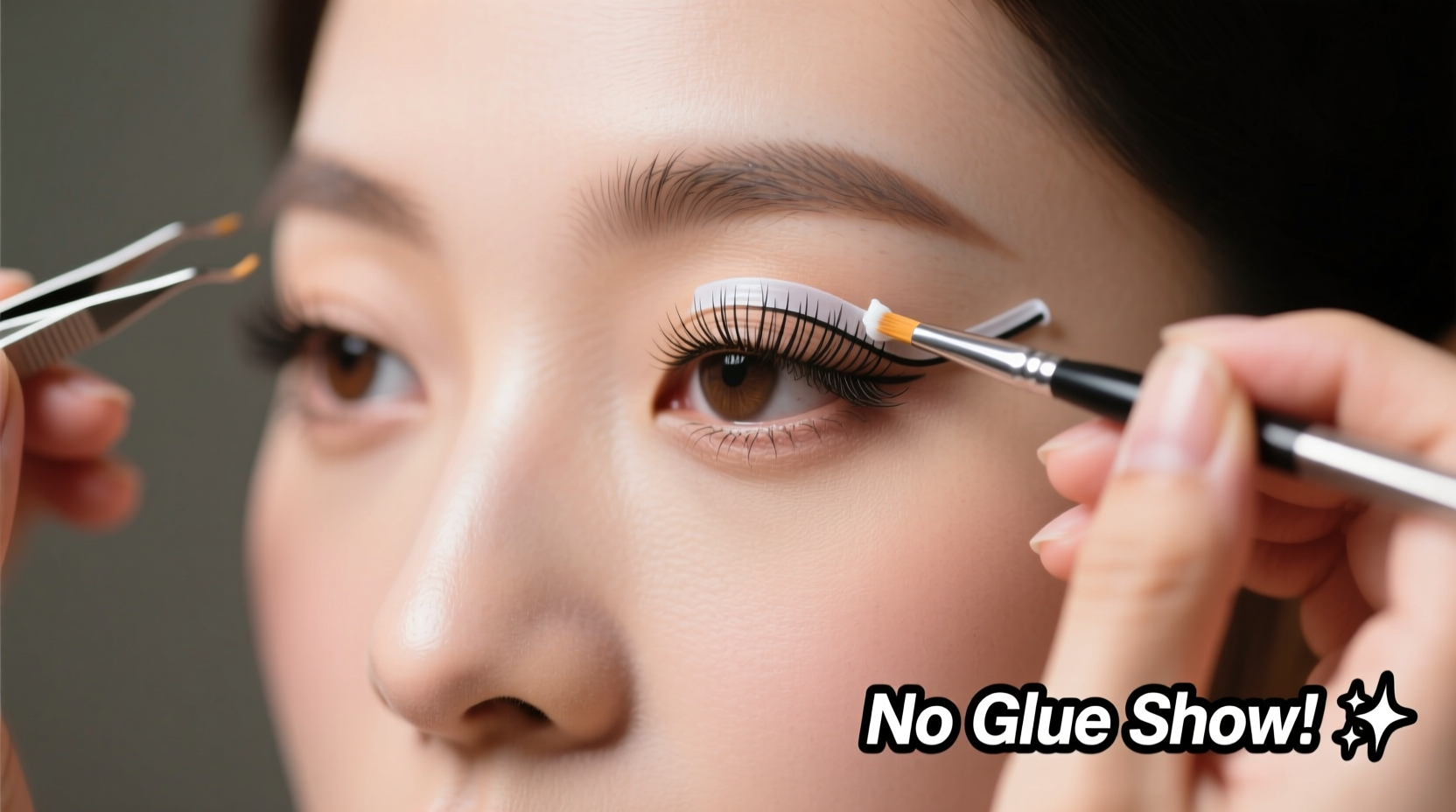 how to apply false lashes without glue showing or blinking awkwardly