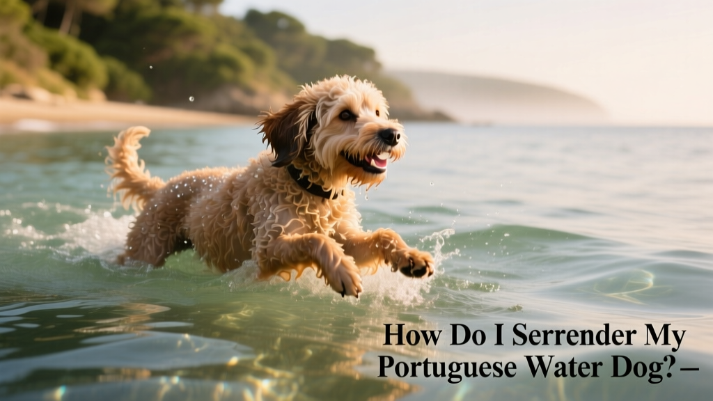 A joyful Portuguese Water Dog swimming in clear water, showing off its waterproof coat and natural athleticism