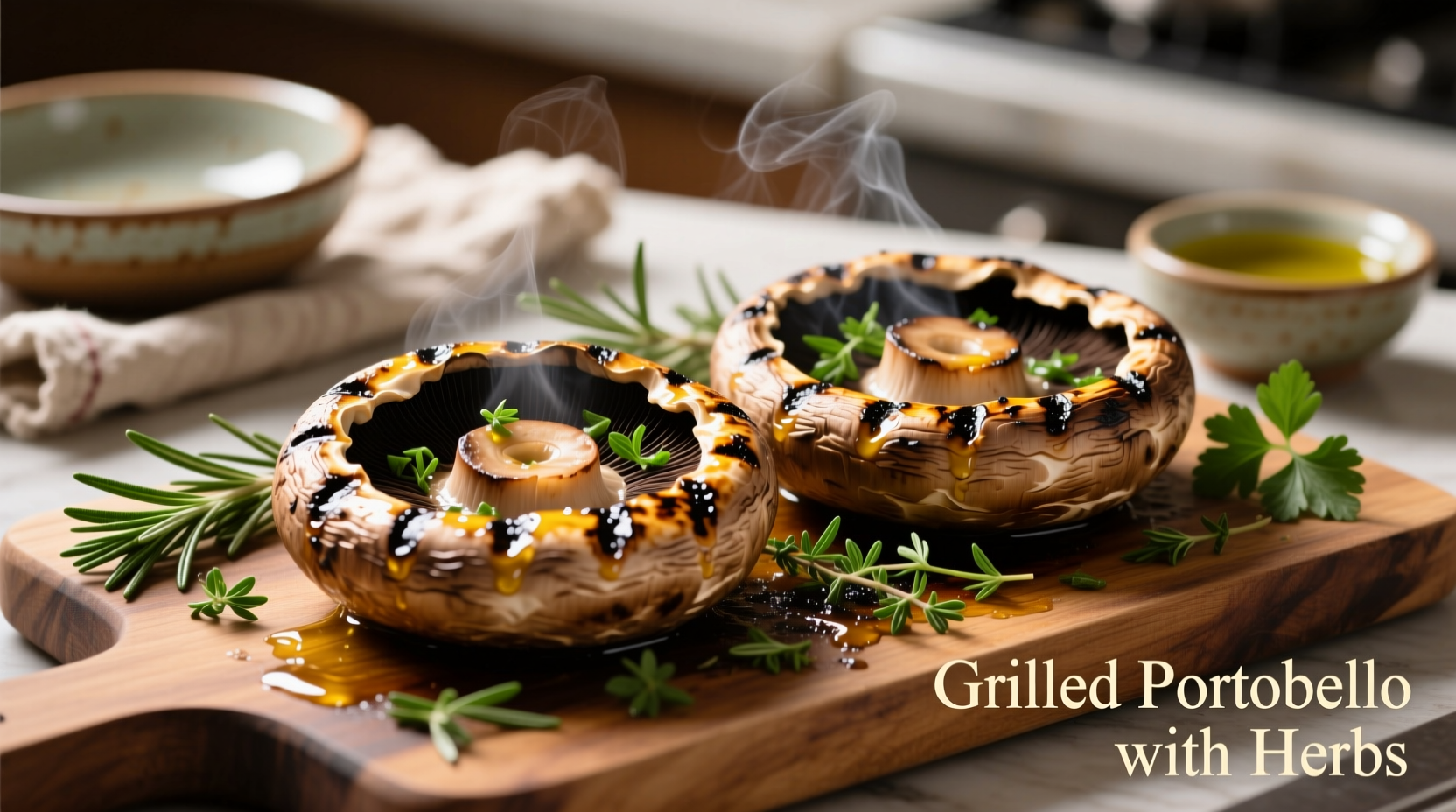 Grilled portobello mushrooms with herbs