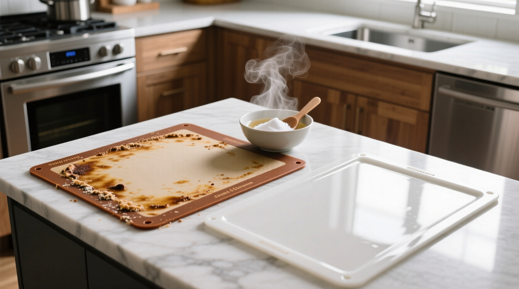 how to clean a stained silicone baking mat