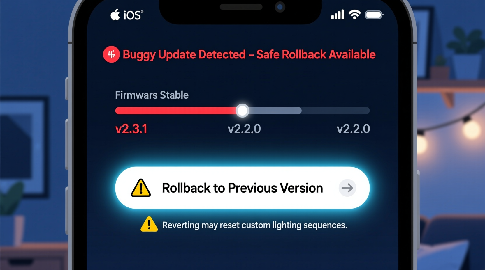 christmas light controller firmware rollback option for reverting buggy holiday updates