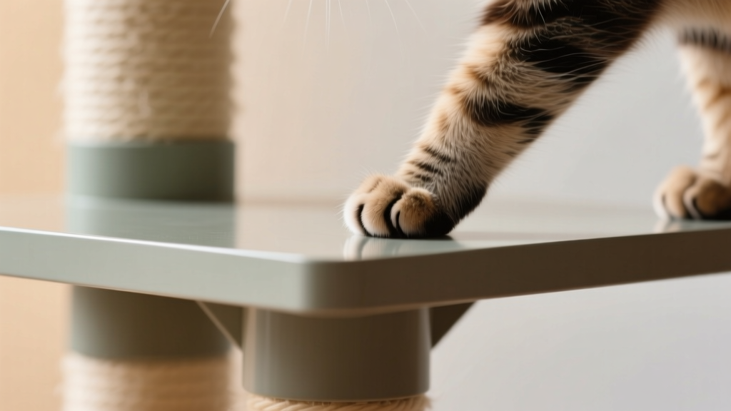 Cat Paw Touching the Cat Tree Platform Edge