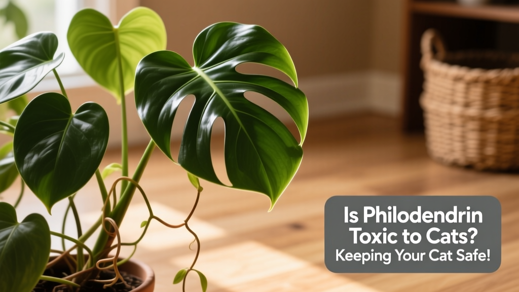 Close-up of a healthy philodendron plant with glossy, heart-shaped leaves and trailing vines
