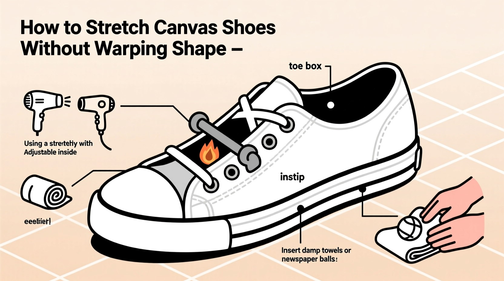 how to stretch stiff canvas shoes comfortably without ruining the shape