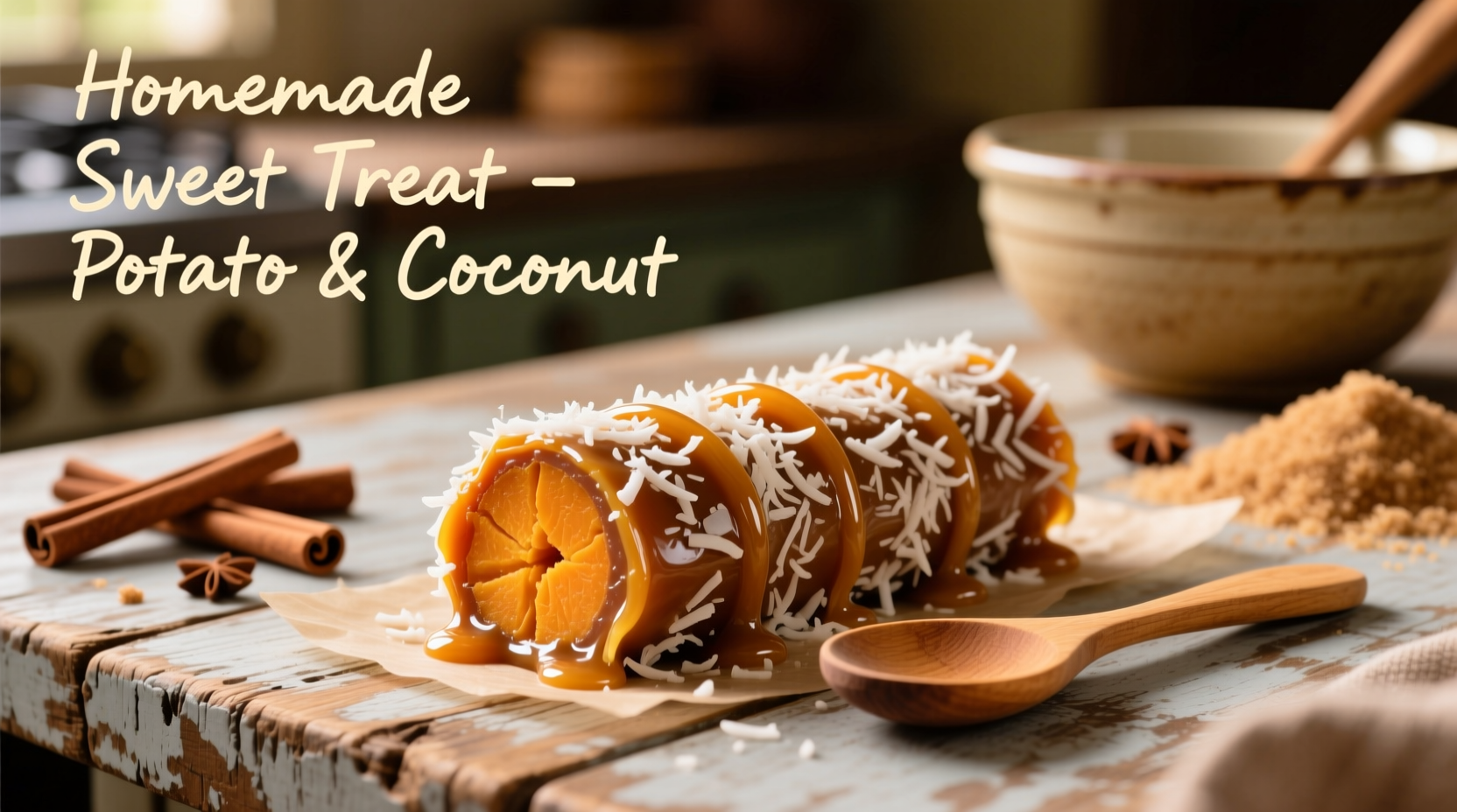 Homemade potato candy rolled in coconut