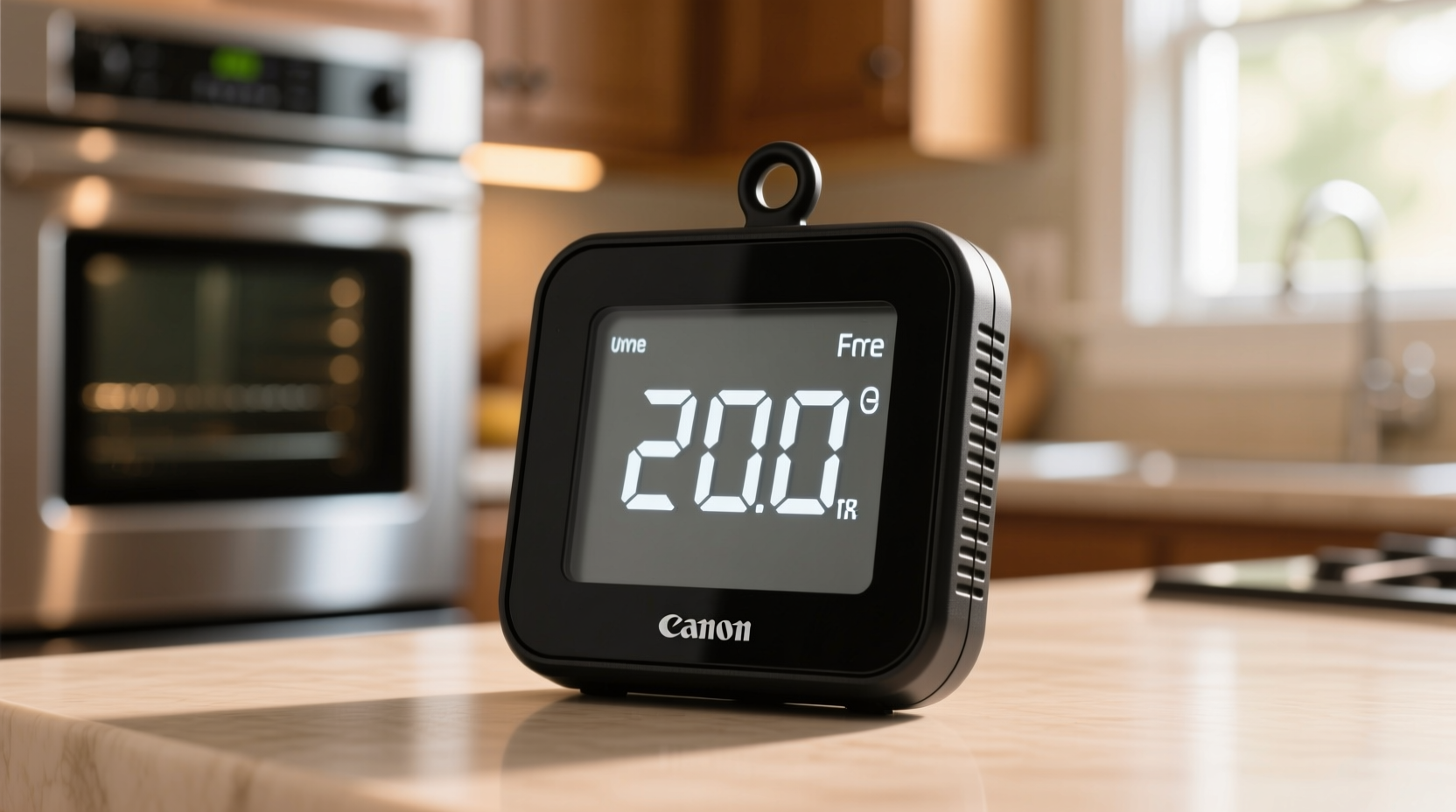 Oven thermometer showing 200 degrees Fahrenheit