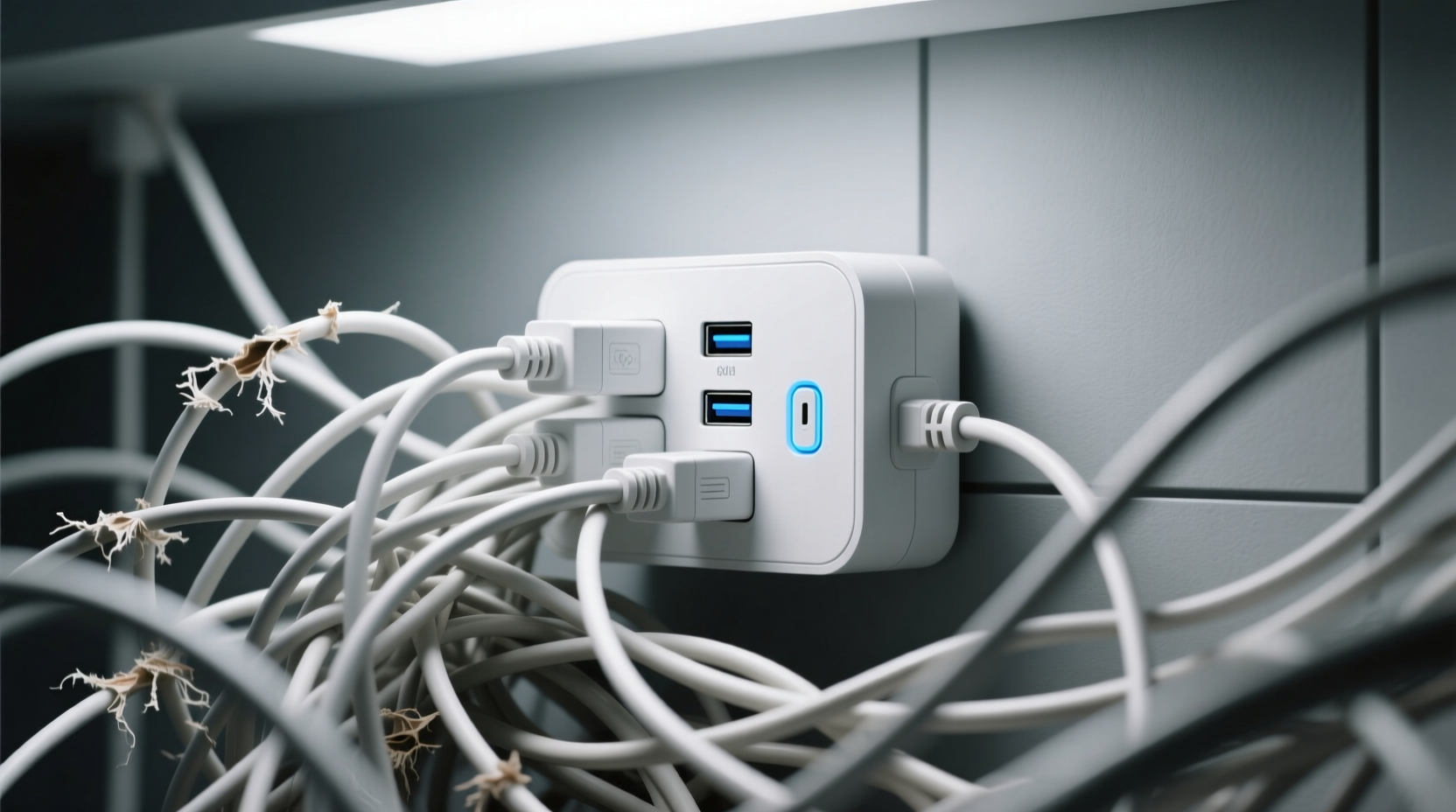 the plug hub manages your mess of surge protector cable