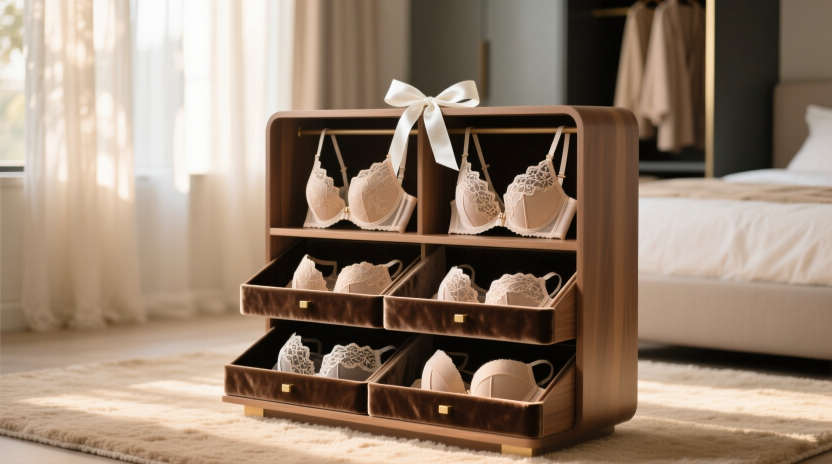 lace lingerie storage with modular inserts