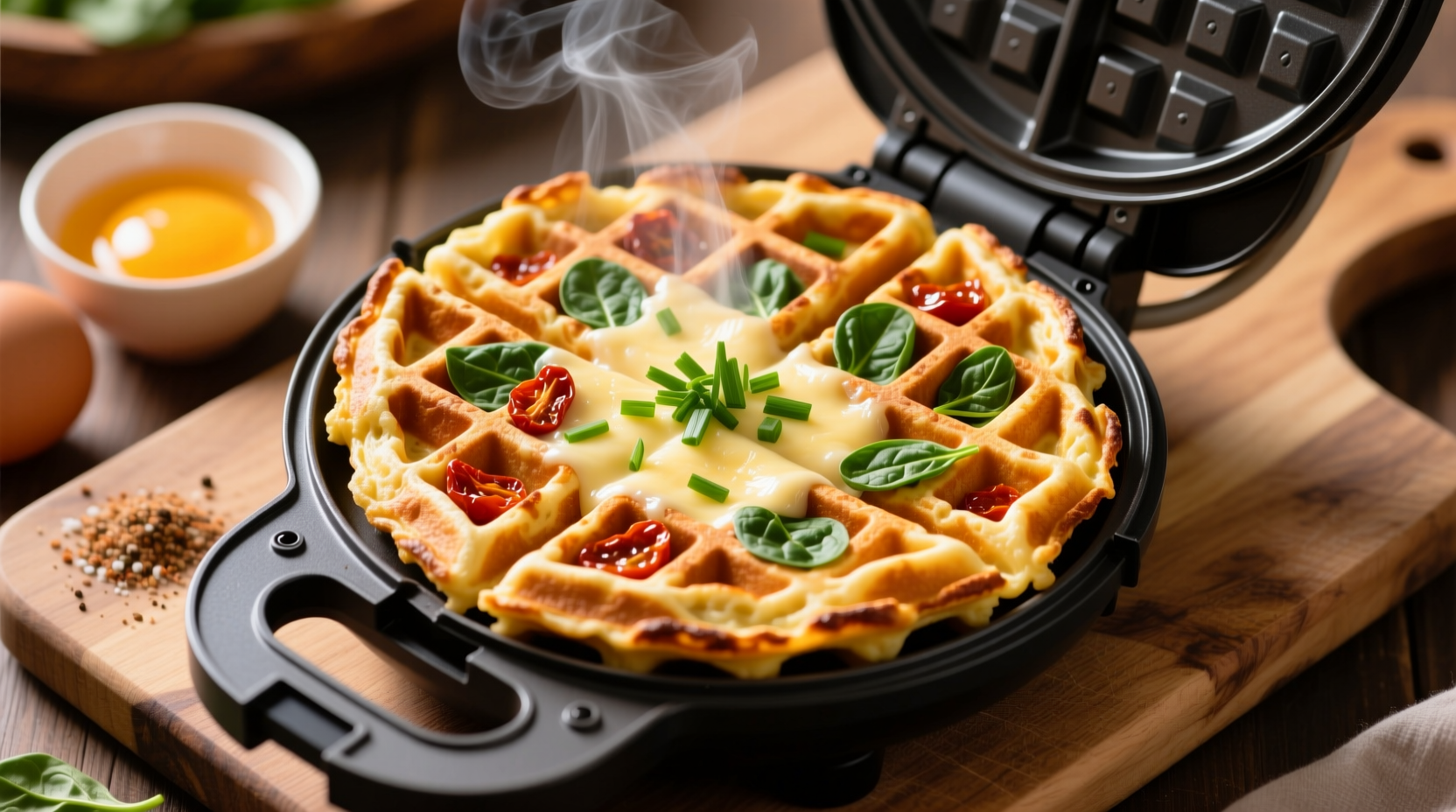 make fluffy quick frittatas in a waffle iron