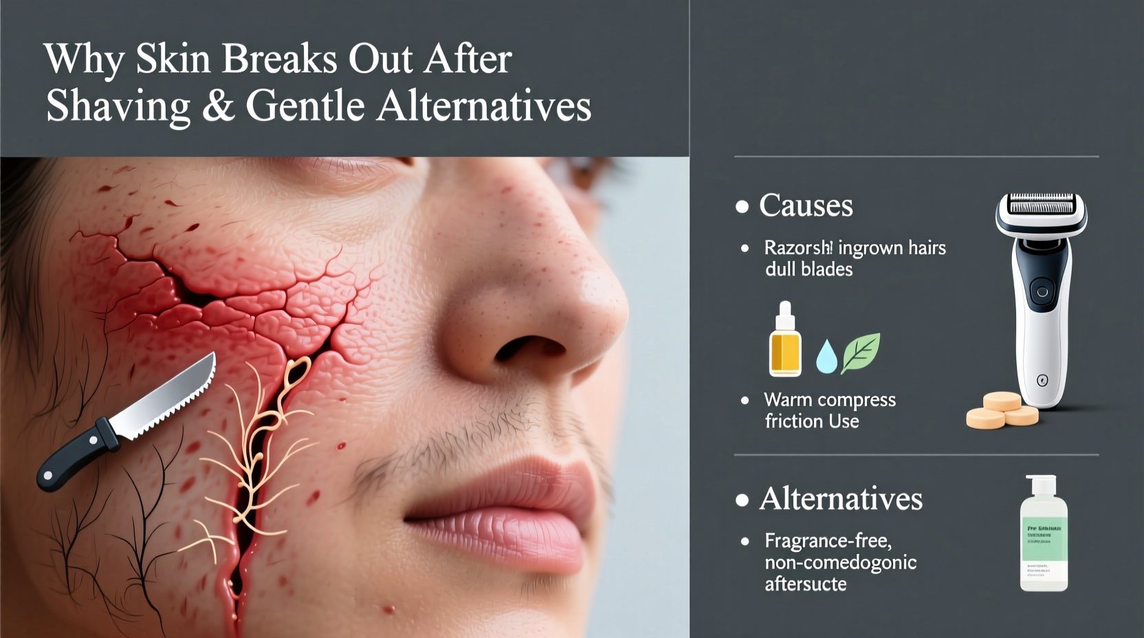 why does my skin breakout after shaving and gentle alternatives