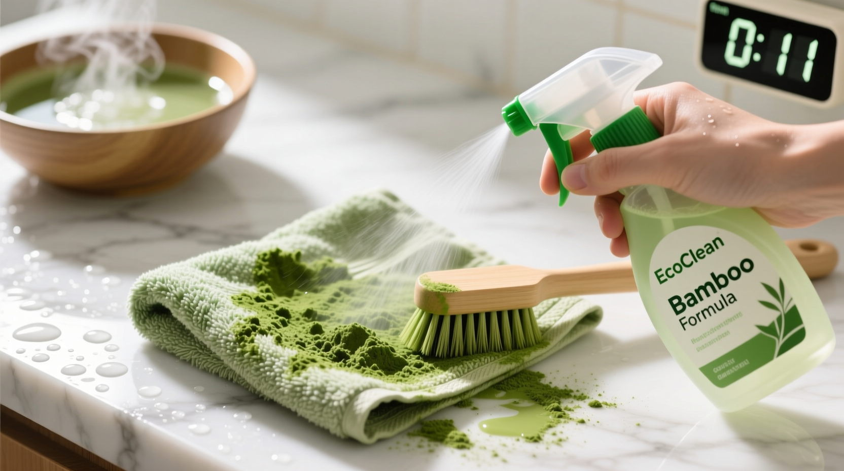 how to remove dried matcha stains from bamboo towels