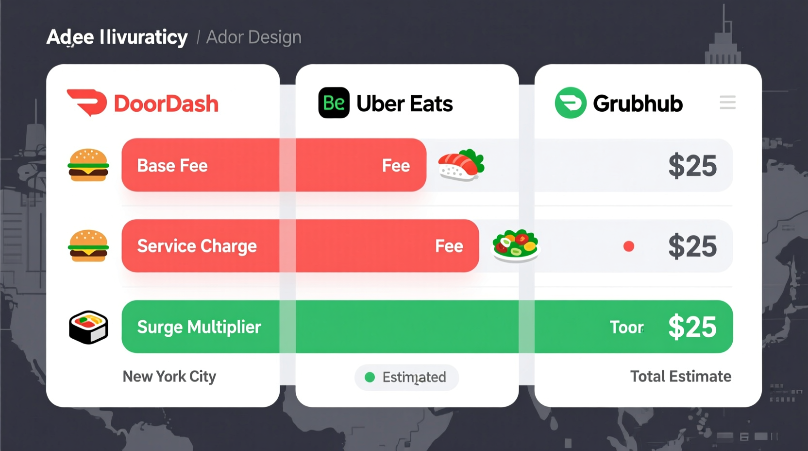 Comparison of food delivery service pricing structures