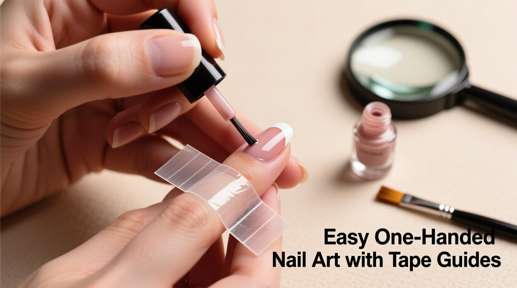 how to paint nails with one hand easily using tape guides