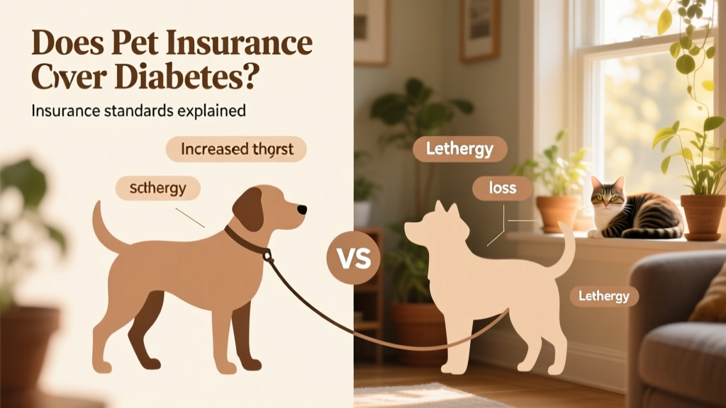 Infographic showing common diabetes symptoms in dogs and cats side by side