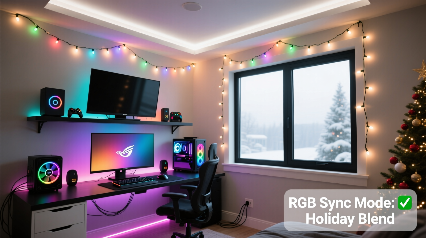 how to integrate christmas lights into a gaming room setup without disrupting rgb sync