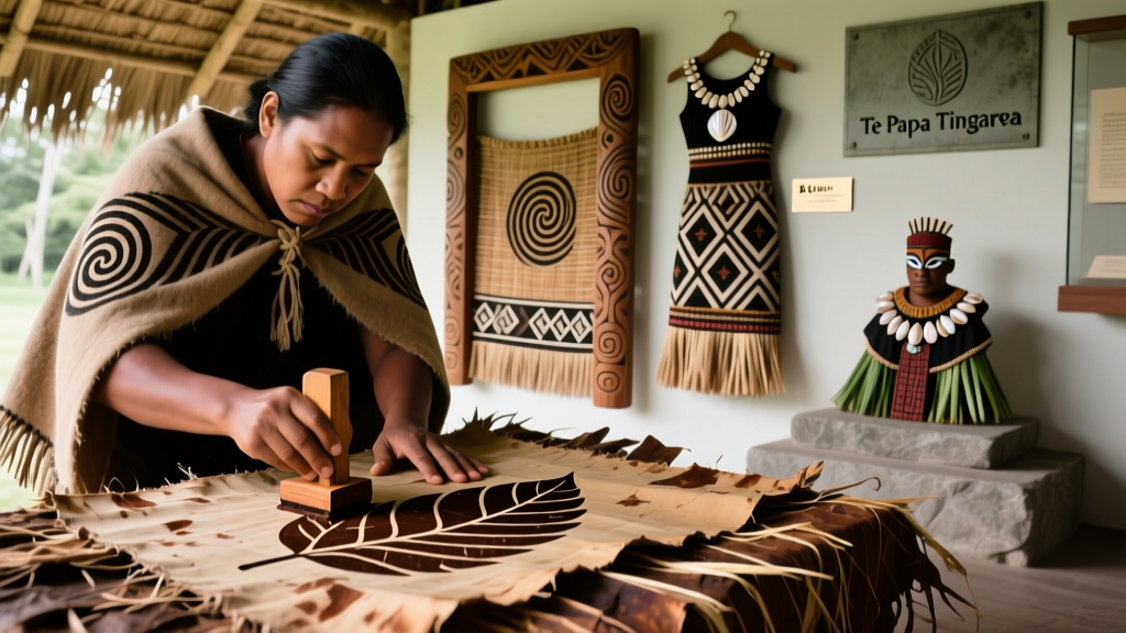 Tongan Ngatu Production Steps And Leaf Stamp Design Heritage