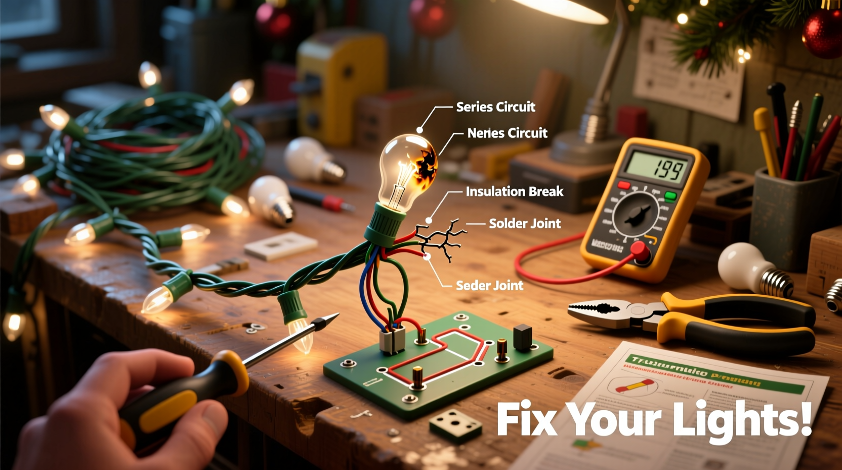 why do christmas lights often fail at one end and how to fix the circuit