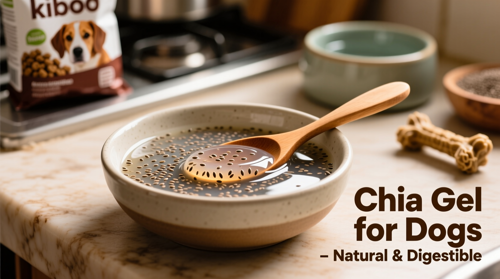 Chia seed gel mixture prepared for dog consumption