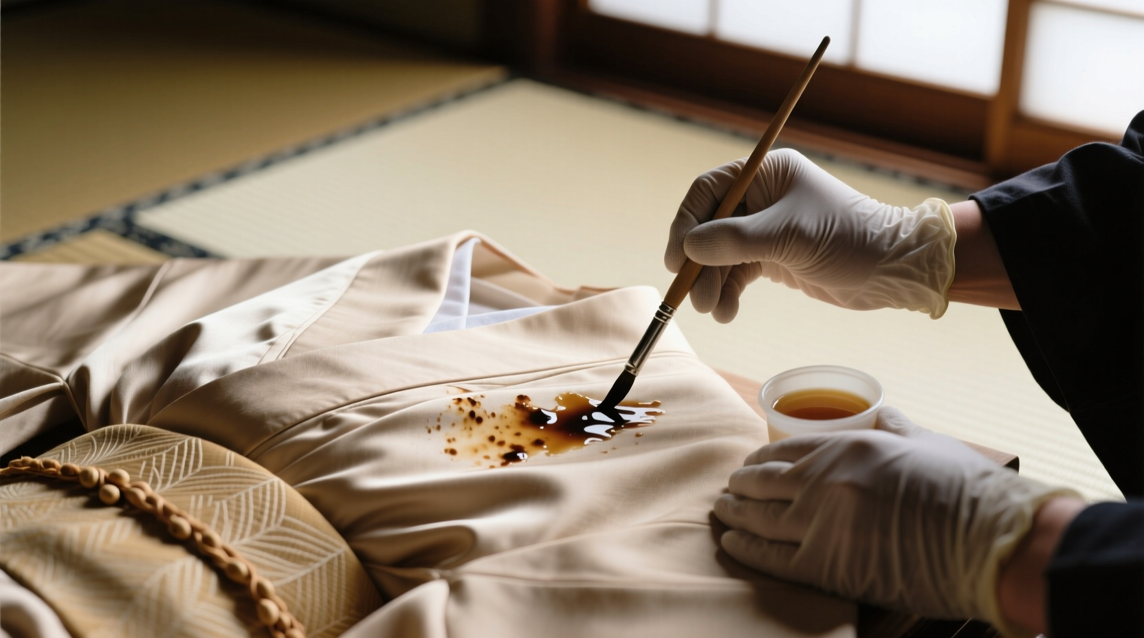 how to remove soy sauce stains from silk kimono