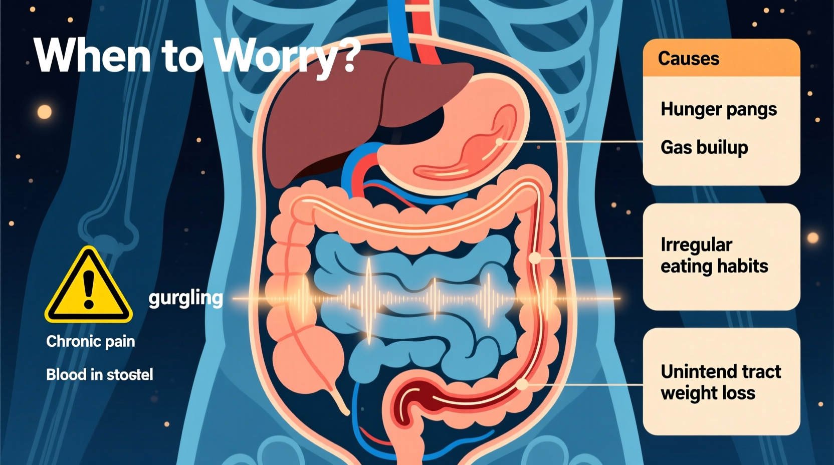 why does my stomach gurgle at night and when should you worry