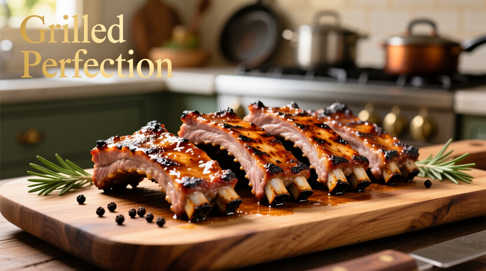 Perfectly grilled boneless pork ribs on a platter