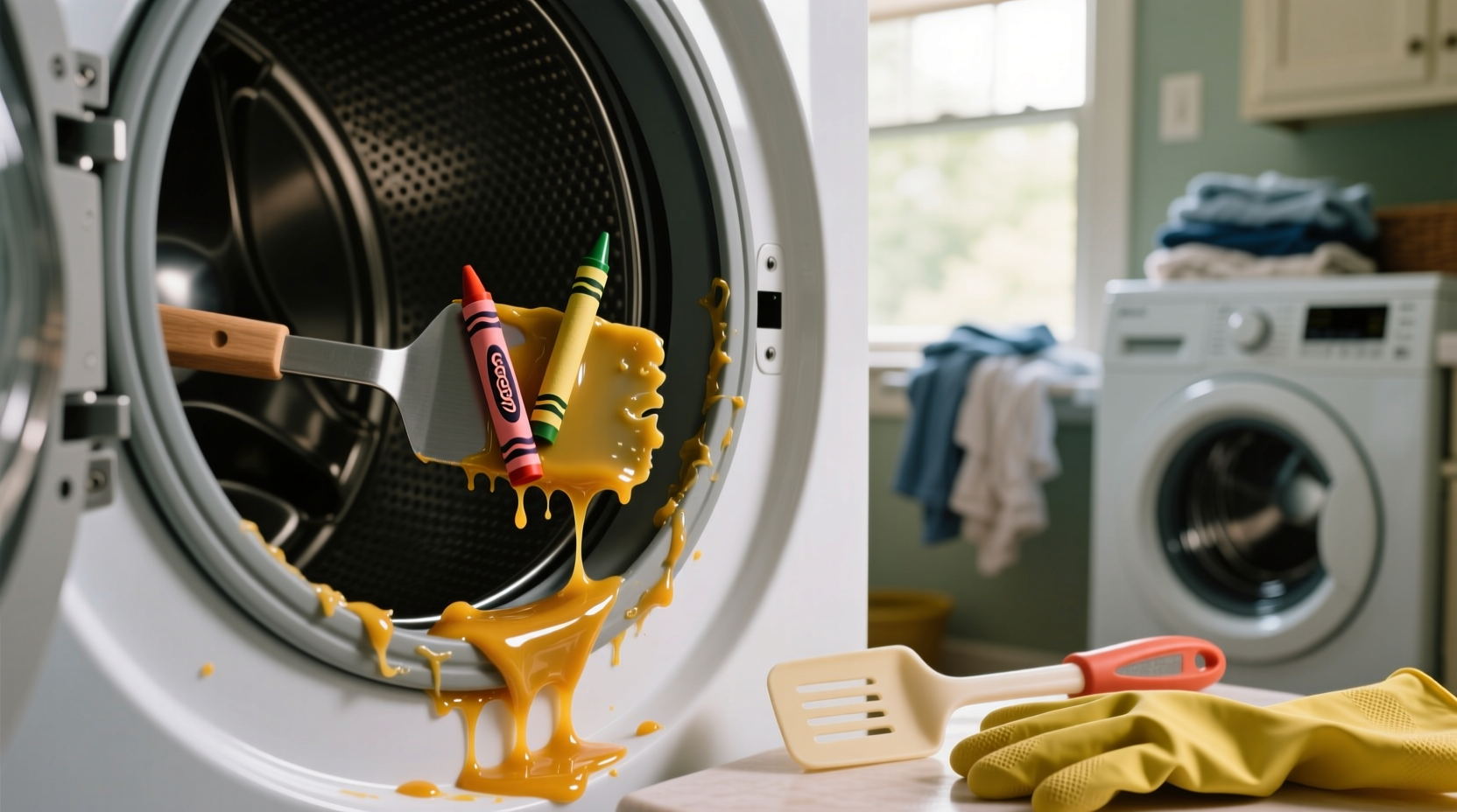 remove melted crayon from dryer drum