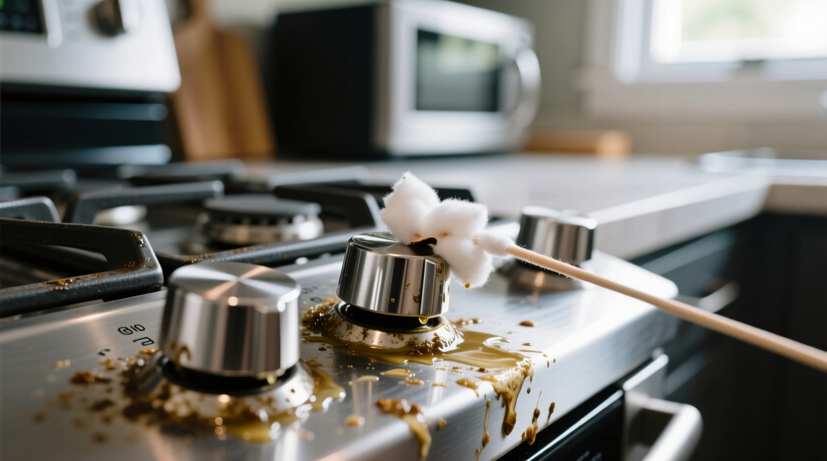 how to clean greasy stove knobs without removing them