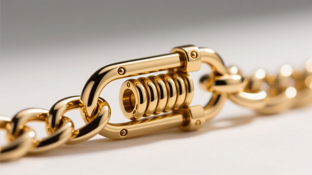 Macro shot of a 14k gold lobster clasp on a 5mm Cuban chain, highlighting the spring tension mechanism and precise solder marks.