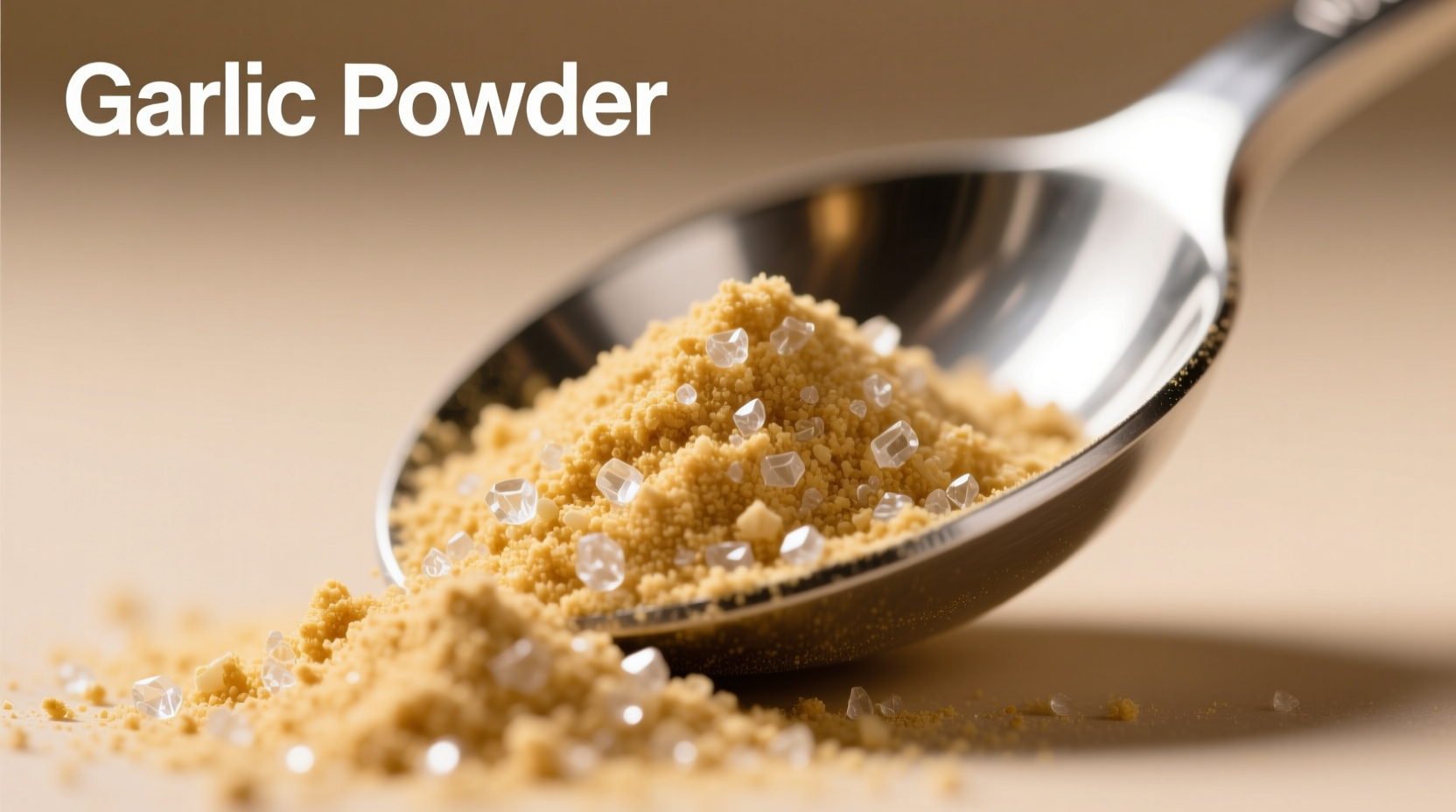 Close-up of garlic powder in measuring spoon