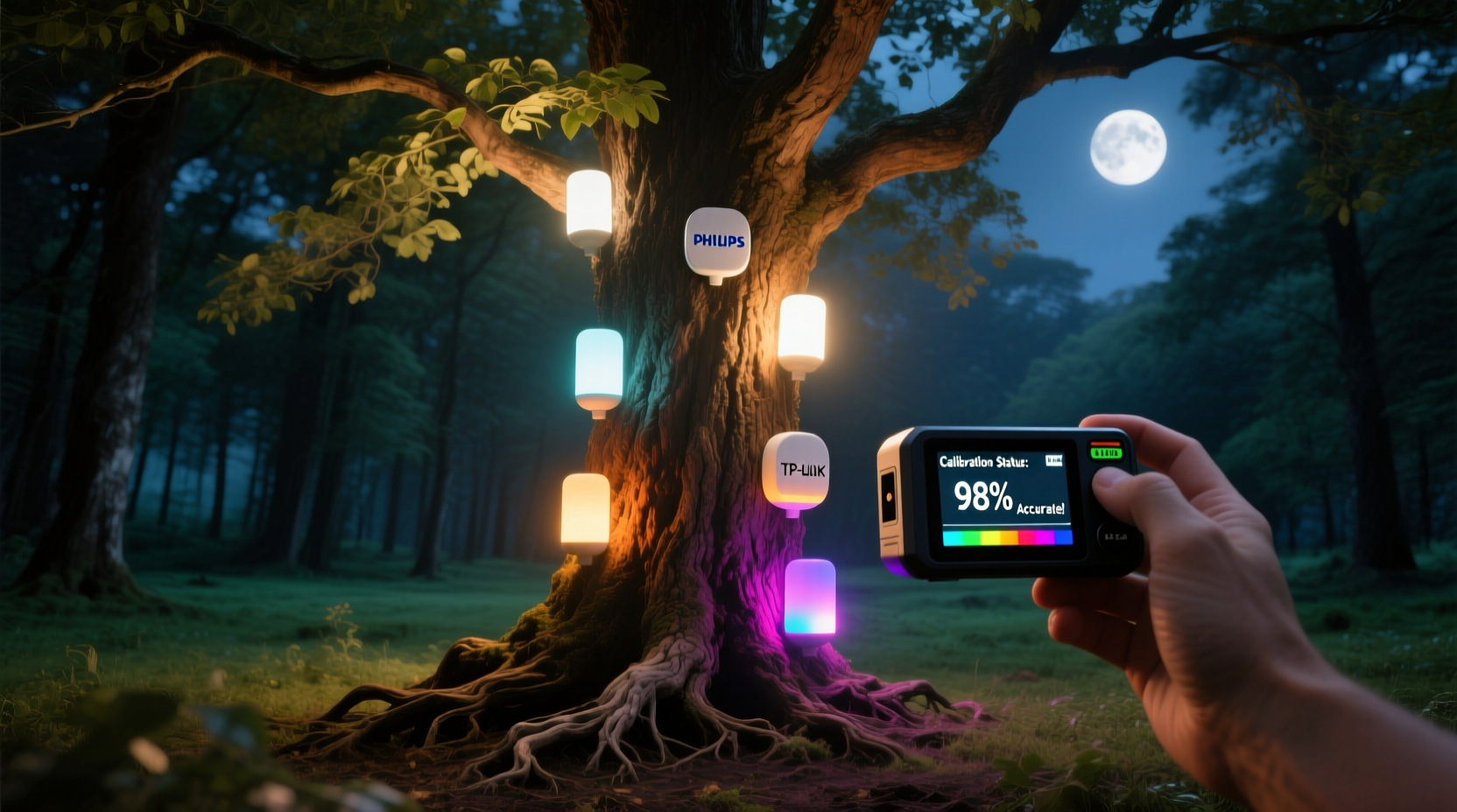 how to calibrate color accuracy across multiple smart light brands on one tree