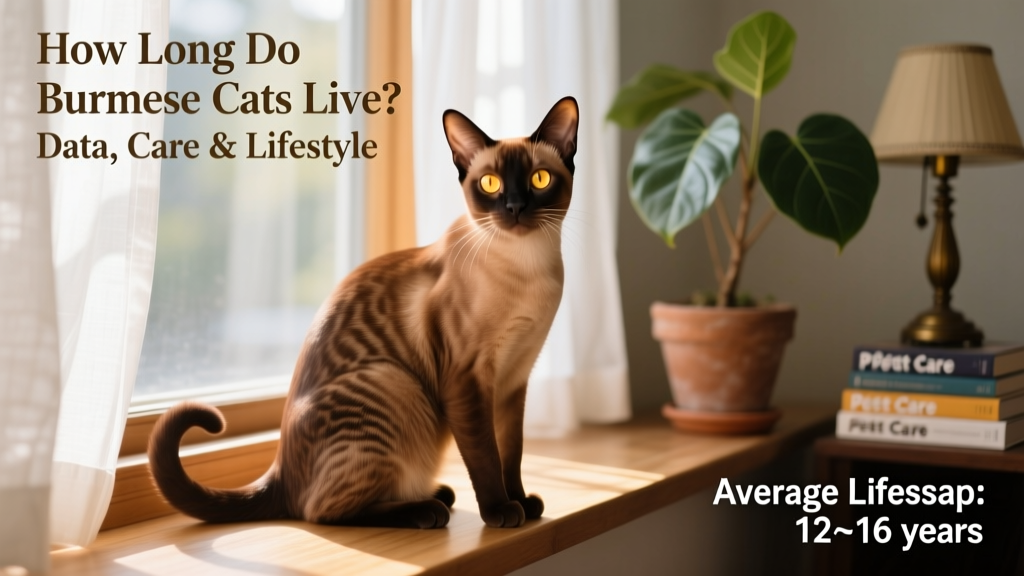 A healthy, alert Burmese cat sitting gracefully on a sunlit windowsill