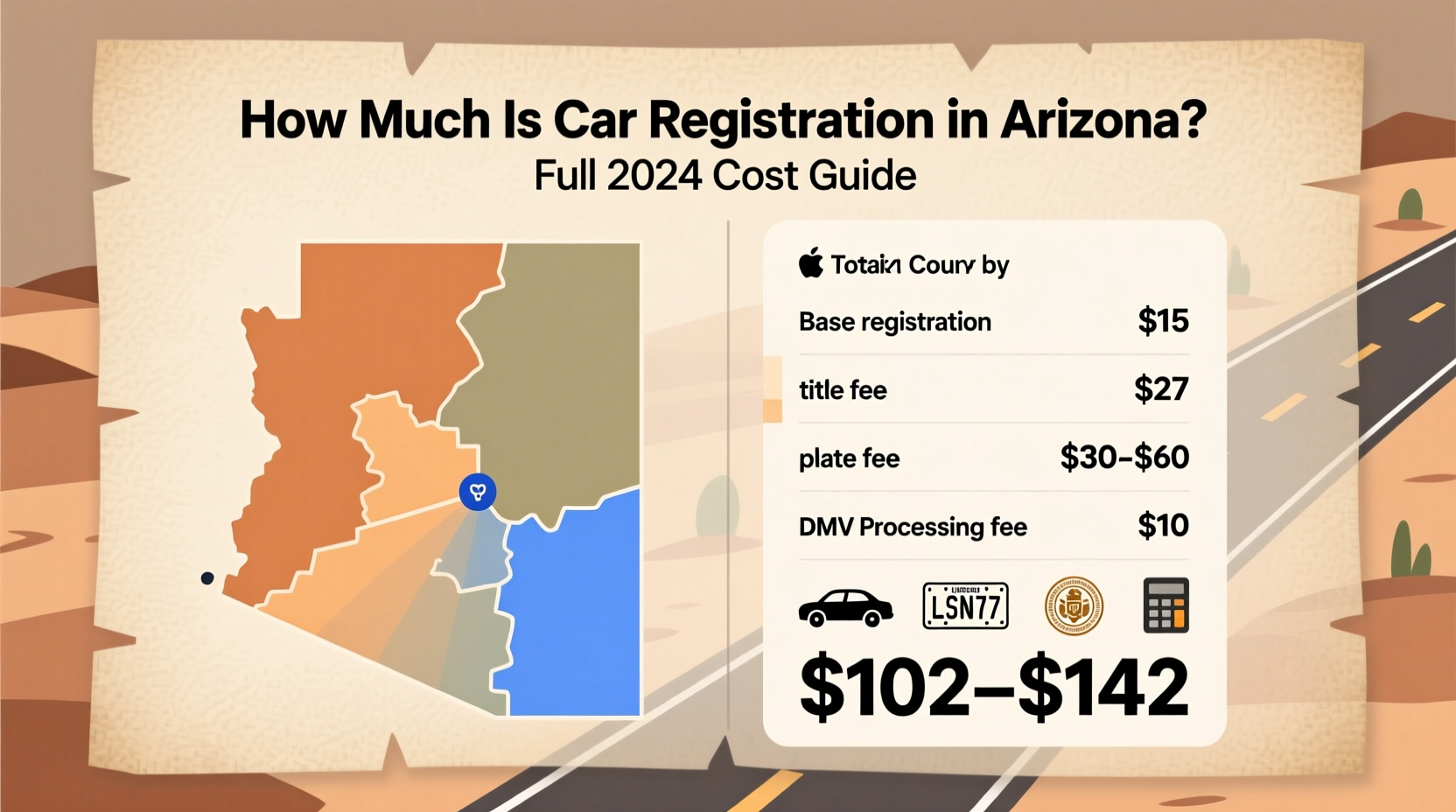 how much is car registration in arizona