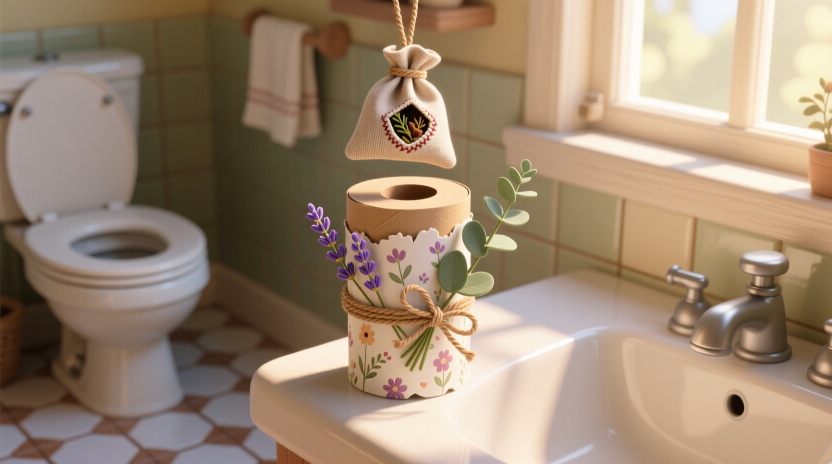 turn your toilet roll into a bathroom air freshener