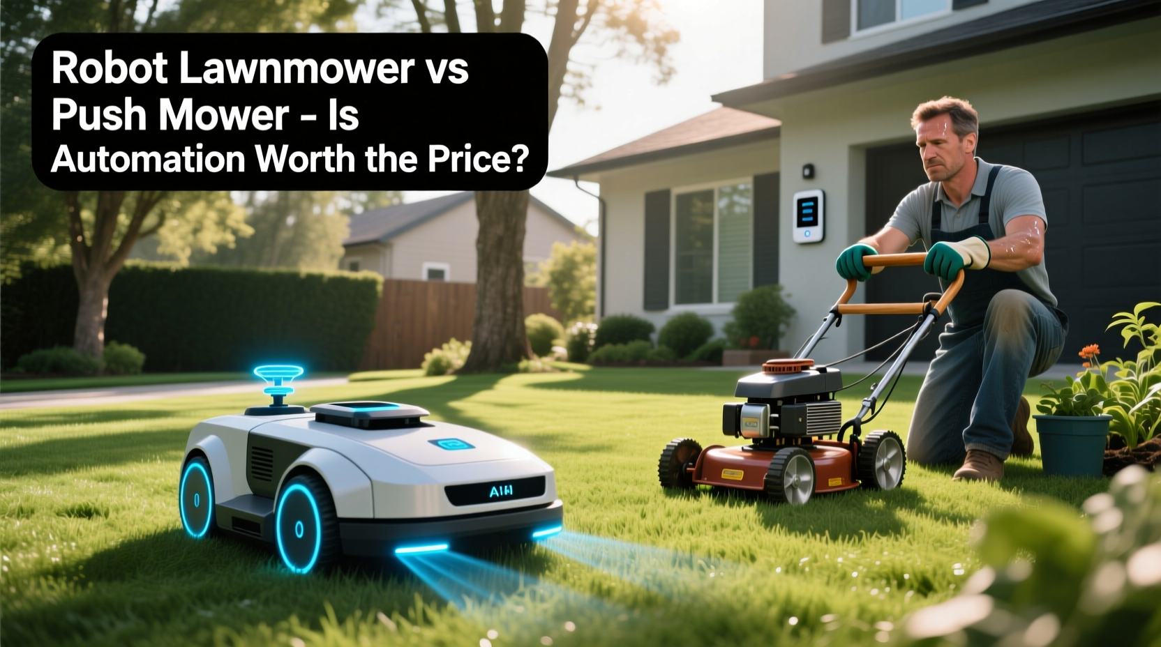 robot lawnmower vs push mower is automation worth the price