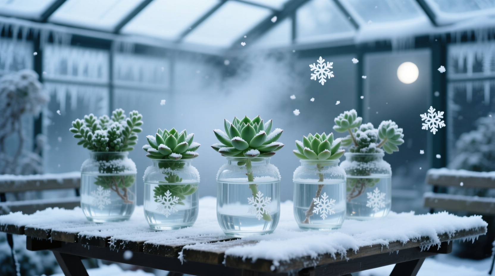 water houseplants with snow