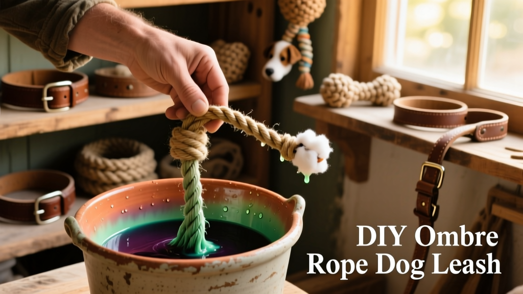 Close-up of hands dyeing cotton rope in a bucket to create an ombre gradient effect