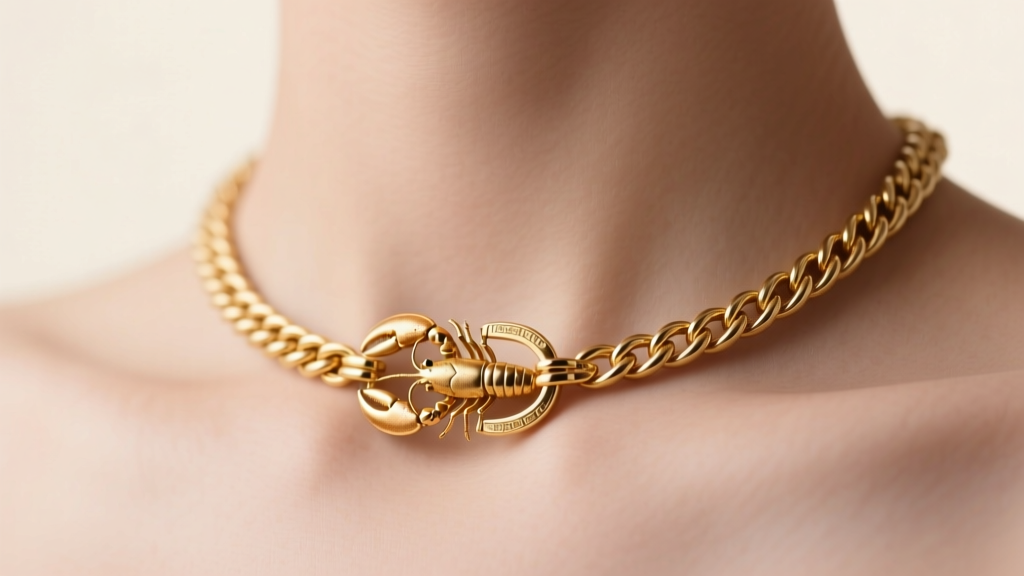 Close-up of a 14-inch solid gold rope chain on a collarbone, highlighting the lobster clasp in soft natural light.