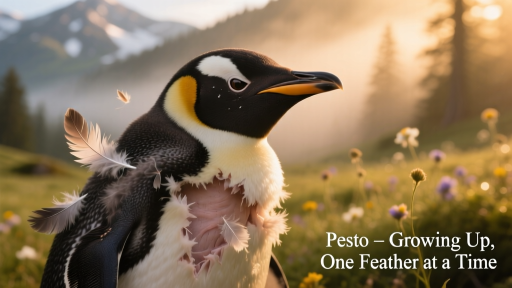 Pesto the Penguin Growing Up and Losing His Feathers Has Everyone In Their Feelings