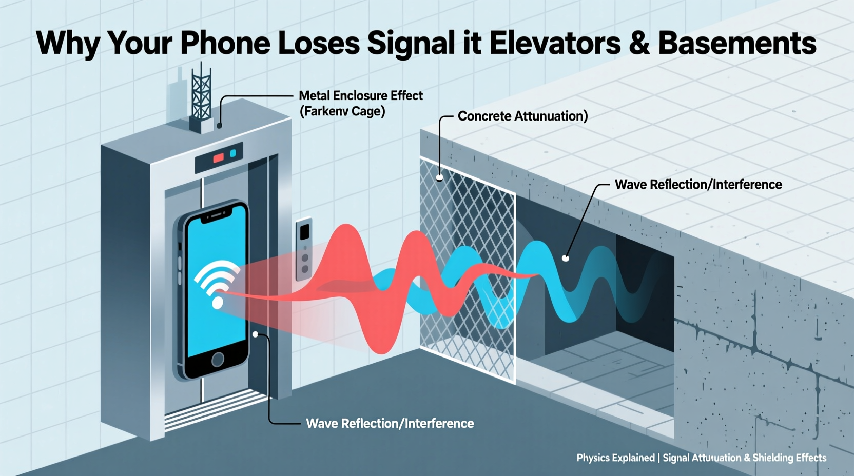 why does my phone lose signal in elevators and basements physics explained