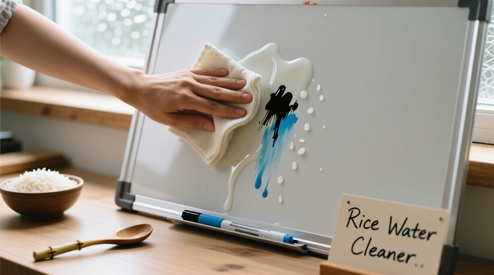 rice water for permanent marker removal