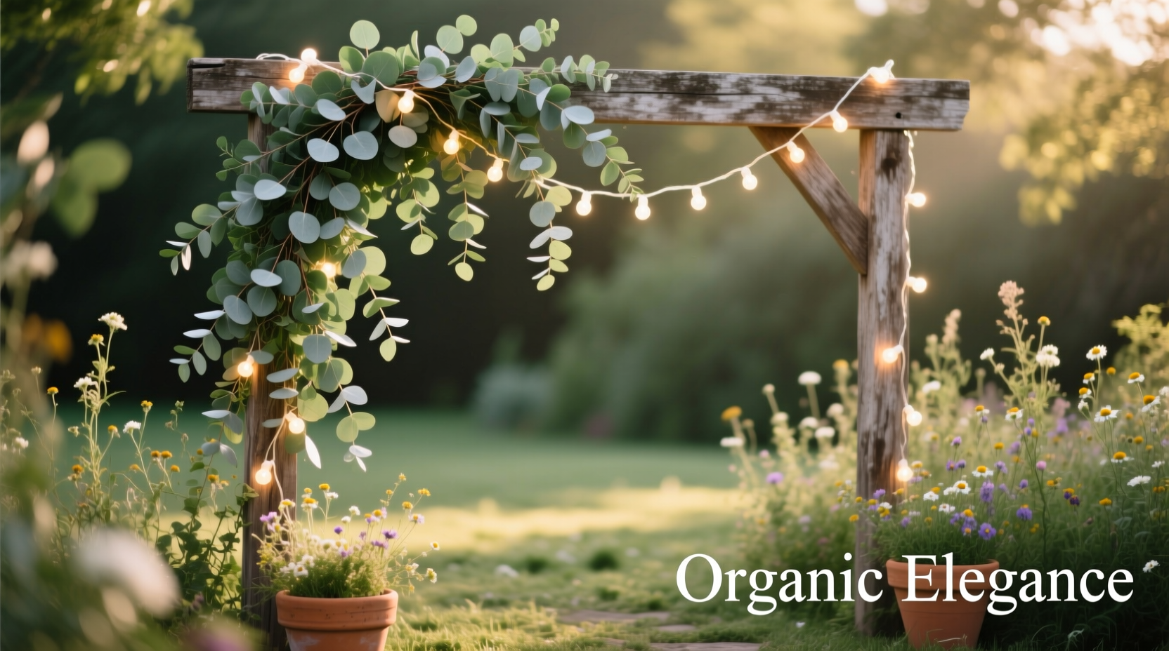 how to combine eucalyptus garlands with string lights for organic elegance