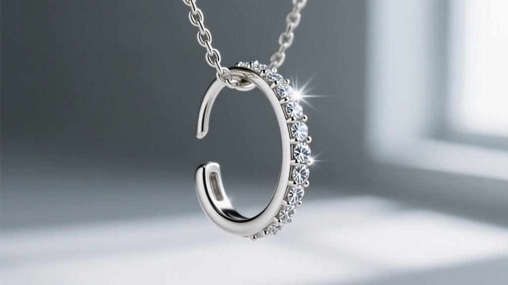 Macro shot of 20g platinum french wire ear hook on a diamond chain, showing bright metal polish and secure leverback closure.