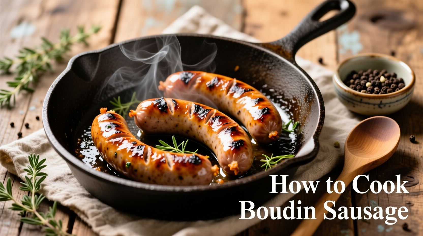 Boudin Wurst in der Pfanne