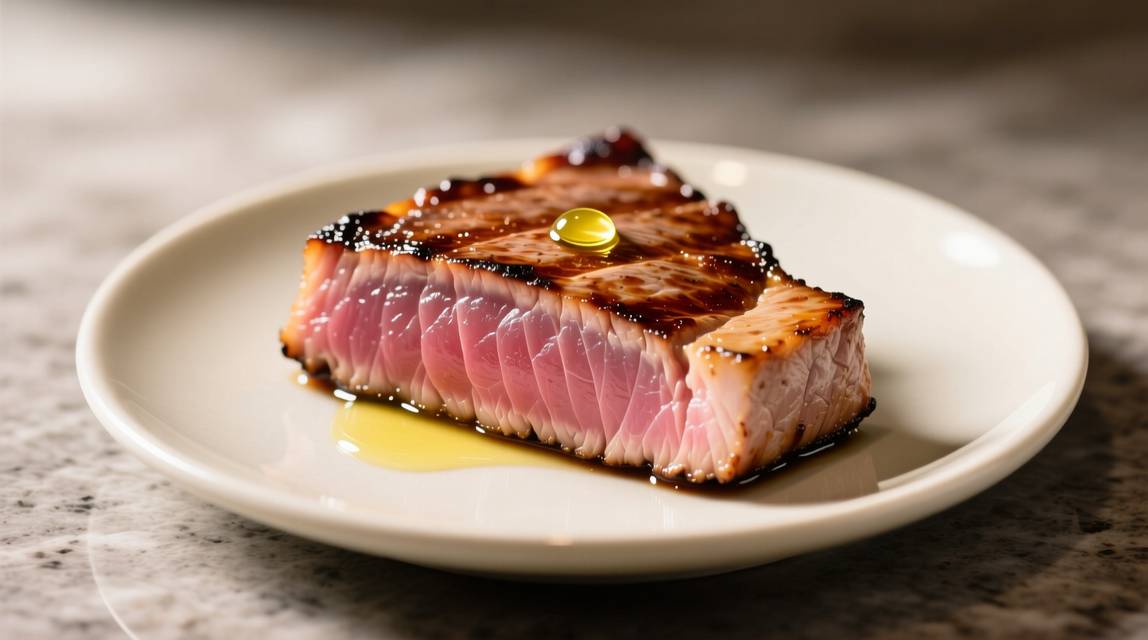 Perfectly seared tuna steak with crust
