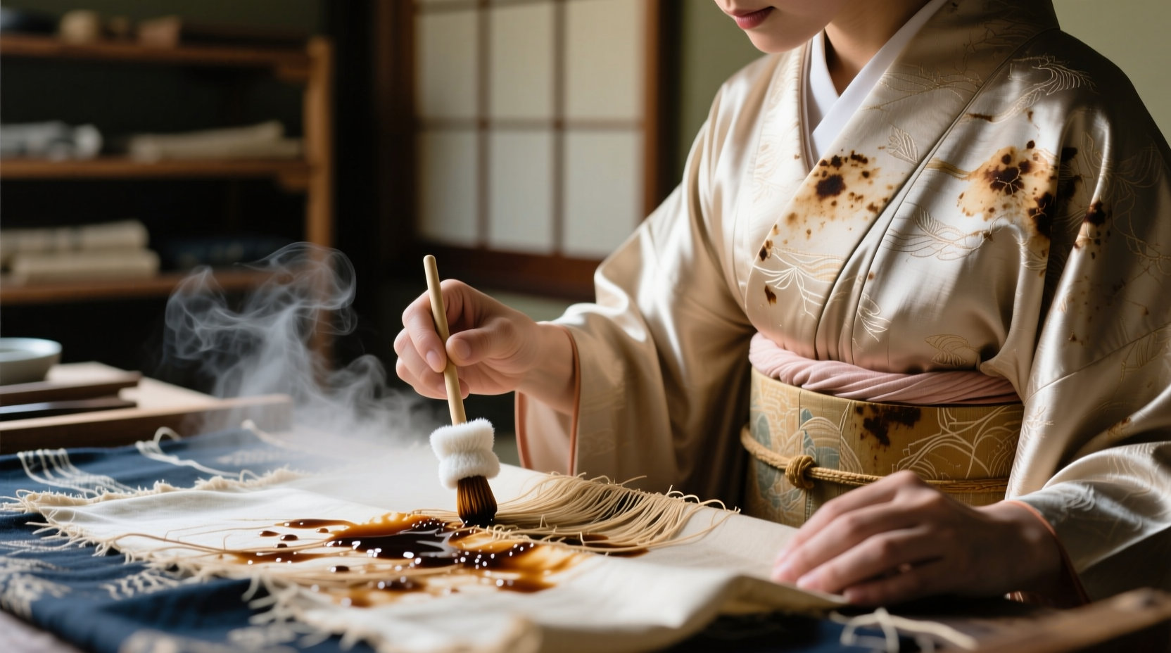 how to remove soy sauce stains from silk kimonos